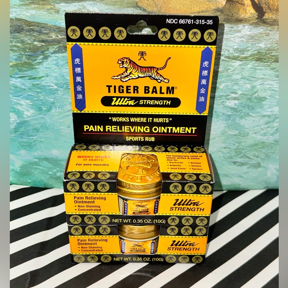 NIB NWT X 2 Tiger Balm Ultra Strength Pain Relieving Ointment Sport Rub 0.35 oz